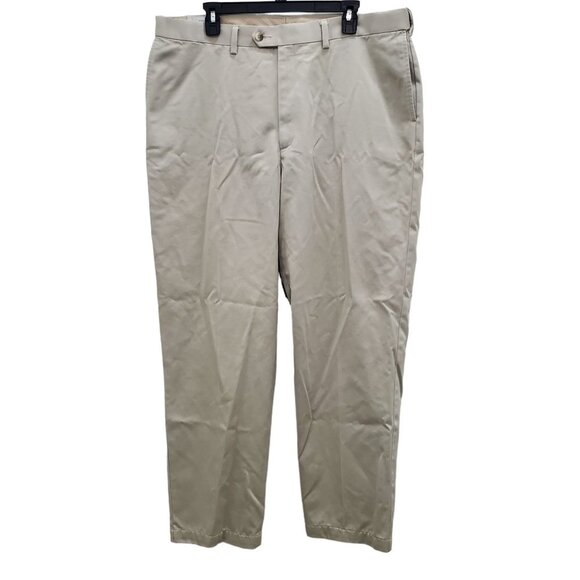 Joseph‎ & Feiss International Men's Beige Flat Front Tapered Leg Khakis 38x34 - Picture 1 of 5